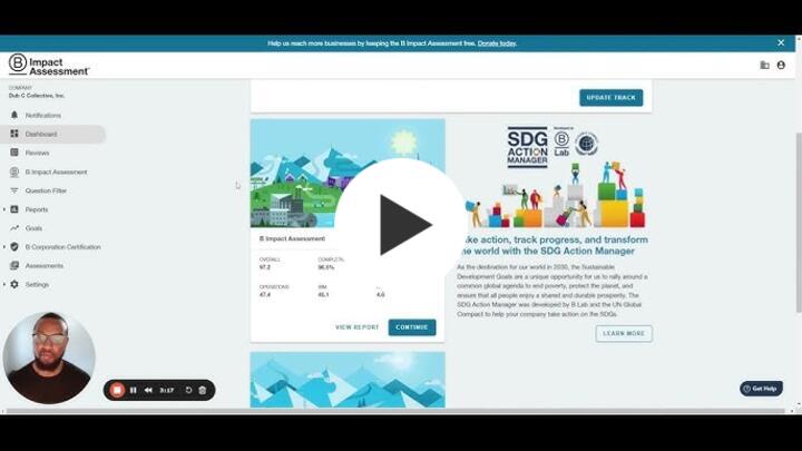 YouTube video where Jeffrey D. Stewart describes how to get set up for Recertification in the B Impact Assessment.